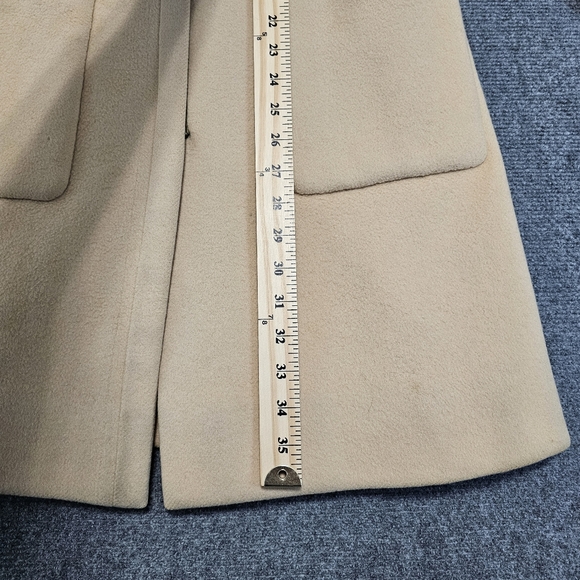 VTG HERMES Authentic WOMEN'S Tan Long Chester Coat 100% Wool Size XS Full Zip - Picture 13 of 16